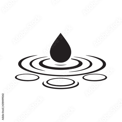 Water Drop Falling On Surface Creating Ripple Vector Icon Silhouette Graphic.