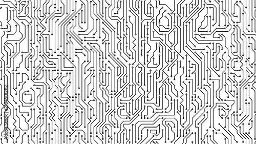 Konstfotografi Black circuit board line art png, detailed electronic printed circuit track patt
