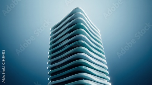 Futuristic Skyscraper: An avant-garde skyscraper with a unique wavy facade, its sleek design pushing the boundaries of modern architecture.