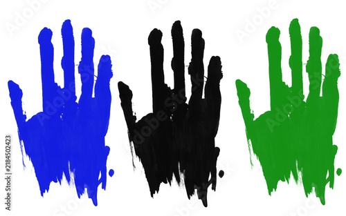 Foto Black and Green Handprint SVG Cut File, Two Tone Painted Palm Illustration, Bold