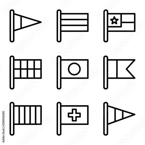 Flag and banner outline icon collection