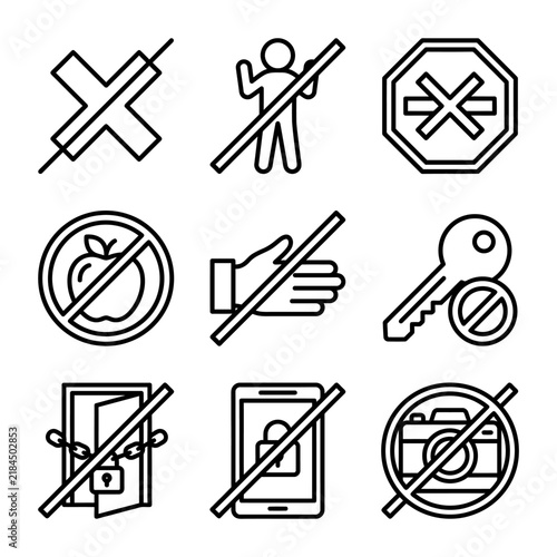 Prohibition and restricted action outline icon collection
