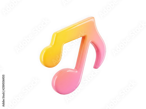 3d render of a colorful musical note icon isolated on transparent background