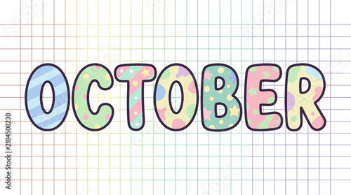 Cute OCTOBER Word Art Isolated Transparent Background