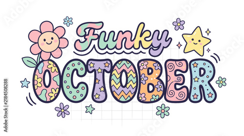 Funky October Text with Cute Elements