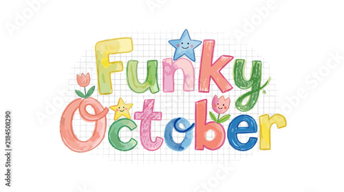 Funky October text illustration
