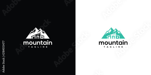 Modern Mountain House and Peak Logo Design Concept