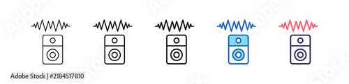 Sound Wave Icon In 5 Different Styles Set Collection.   