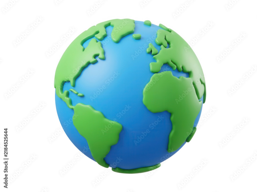 Naklejka premium Stylized 3D globe of the earth isolated on transparent background for international business and global communication concept graphics