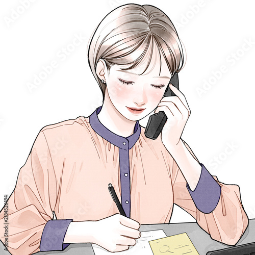 Tapety artystyczne 電話対応している女性