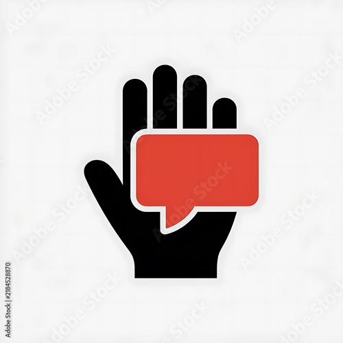 Black hand icon holding a red speech bubble
