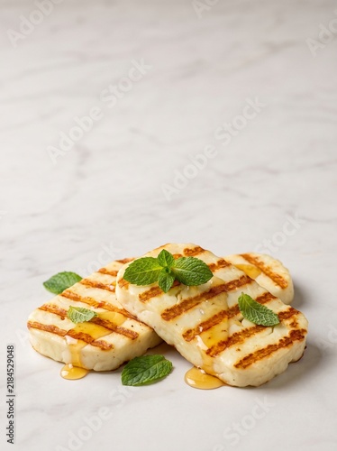 Delicious Grilled Halloumi Cheese Slices Plated For An Appetizer