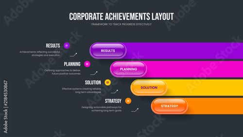 Business Introduction Frame Layout Vector Illustration. Marketing Insight 4 Element Infographic Slide Template. Market Report Four Option Diagram Slideshow Design.