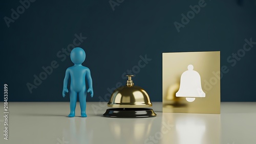 Digital notification alert concept with user service and communication symbols