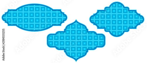 Cyan Ornate Label Frame With Placeholder Space For Decorative Badge