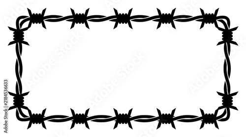 Black Barbed Wire Rectangular Frame Silhouette Vector Illustration
