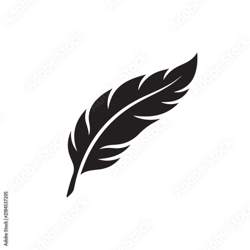 Canvastavla Curved black plume silhouette vector graphic representing lightweight comfort and writing