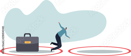 Foto Business boundary, limitation or framing that prevent progress work, prohibited activity that limit