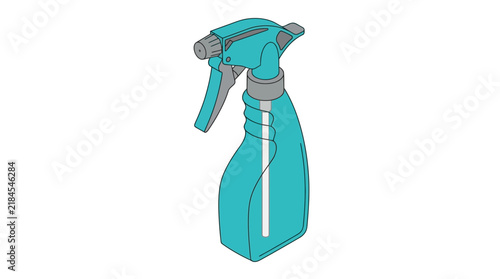 Blue spray bottle vector illustration for cleaning, disinfection, and gardening concepts