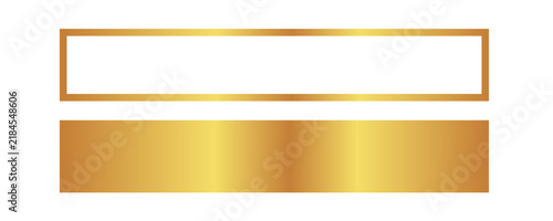 Elegant gold rectangular frames and gradient banner with warm metallic tones on a clean white background