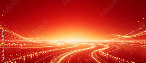 Red technology light effect particle flow background