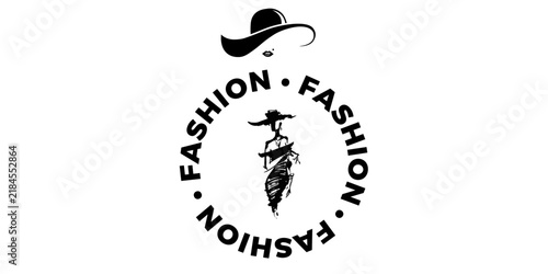 Elegant Fashion Model Logo Vector - Lady with Hat, Boutique & Beauty Badge