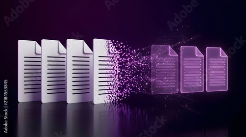 Obraz na płótnie Digital document transformation and data transfer