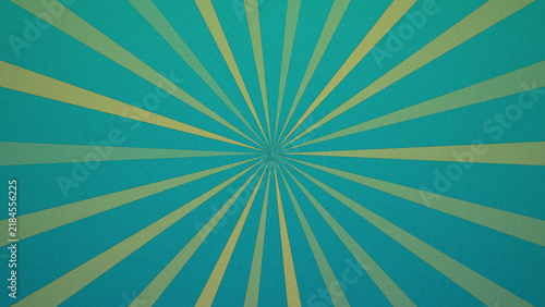 Tropical Orange Sunburst Rays Background with Bright Center on Turquoise
