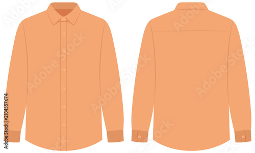 Men's Long Sleeve Button Down Dress Shirt Vector Template