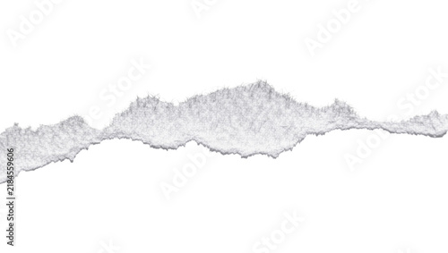 Rough torn paper edge with frayed fibers, isolated on transparent background