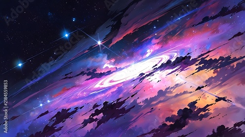 Interstellar nebula gradient, cosmic purple to star white