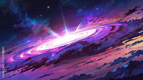 Interstellar nebula gradient, cosmic purple to star white