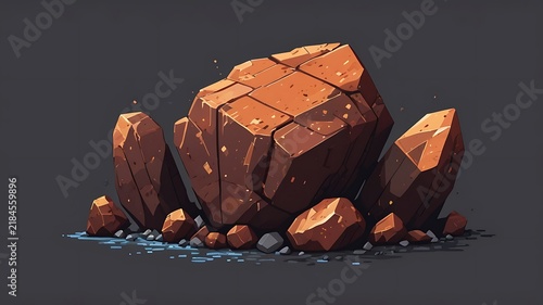 Iron ore chunk, pixel art, 8-bit crafting item, isolated background