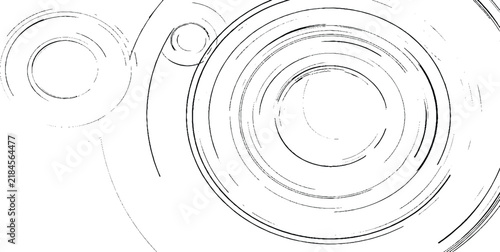 Black and white abstract grunge of concentric circles and ripples