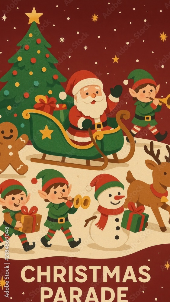 Fototapeta premium Festive Christmas parade illustration.