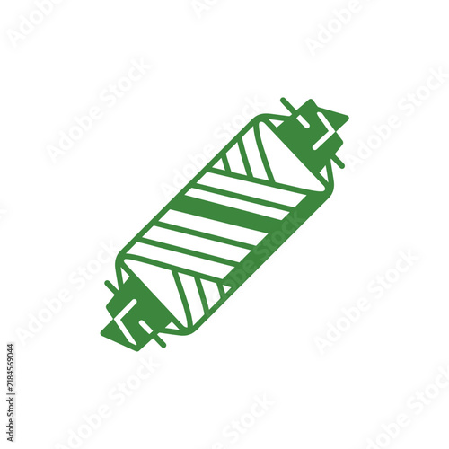Traditional wrapped snack called lemper icon illustration 