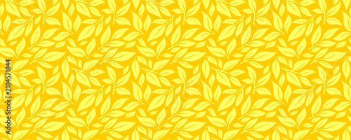 Yellow Leaf Pattern With Botanical Print And Monochrome Tone Design