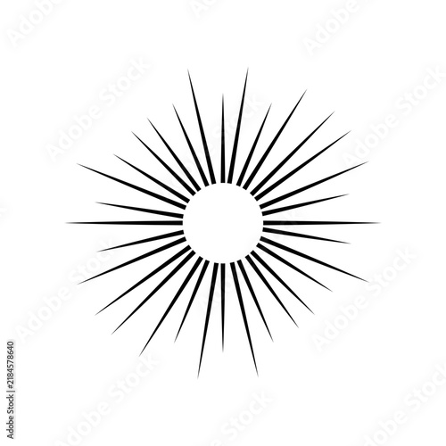Minimalist sunburst icon, vector illustration of a radial sun rays design element