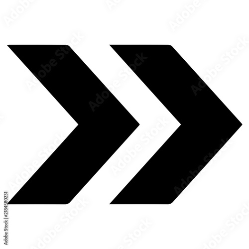 Bold double right chevron icon, perfect for fast-forward, next steps, and modern UI navigation buttons.