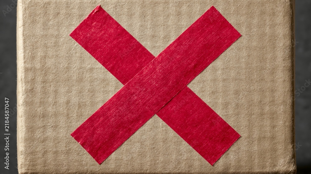 Obraz premium Cardboard box sealed with red tape