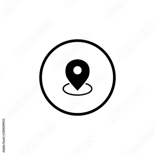 Location pin icon in circle - map marker location pointer symbol on white background