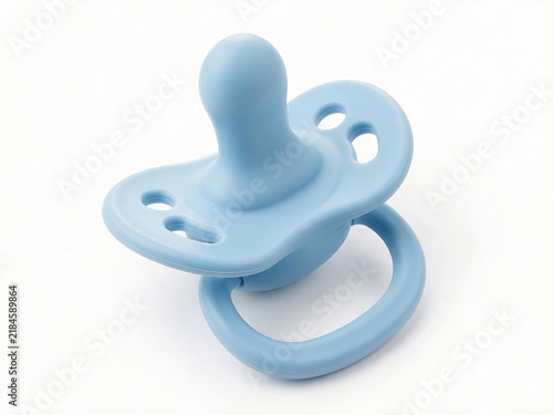 One-piece seamless molded medical-grade silicone ergonomic pacifier with ventilation air holes and rounded handle, isolated and centered product on white background.