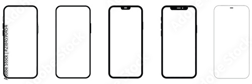 Smartphone mockup with blank white screen featuring realistic clay flat vector and line styles for app presentation and mobile design