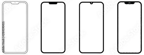 Smartphone mockup with blank white screen in realistic clay flat vector and line styles front view for mobile design