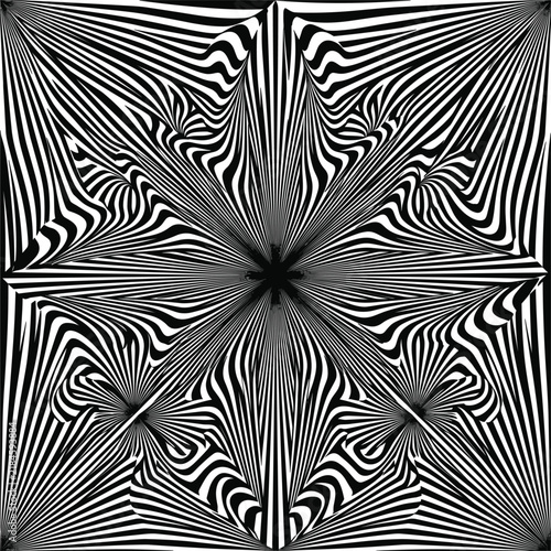 фотографія Hypnotic optical illusion star pattern featuring distorted black and white psych