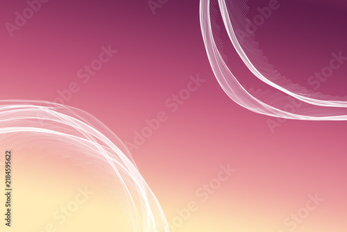 Abstract Pink and Gold Background with Glowing White Corner Waves