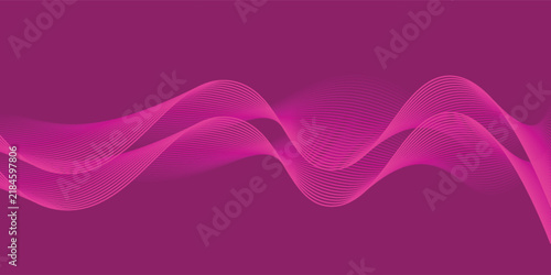 Abstract glowing magenta pink dynamic audio wave line pattern background audio equalizer sound ribbon modern vector illustration