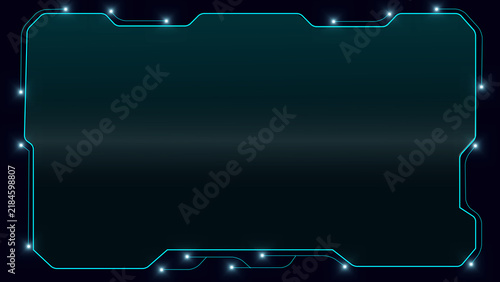 Futuristic Digital Interface Frame with Glowing Cyan Lines and Lights technology