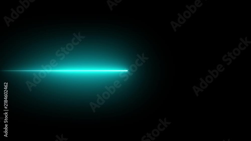glowing blue neon Straight neon lazer animation of horizontal line on alpha background, straight neon lazer line, seamless loop.