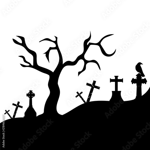 Halloween Cemetery Silhouette